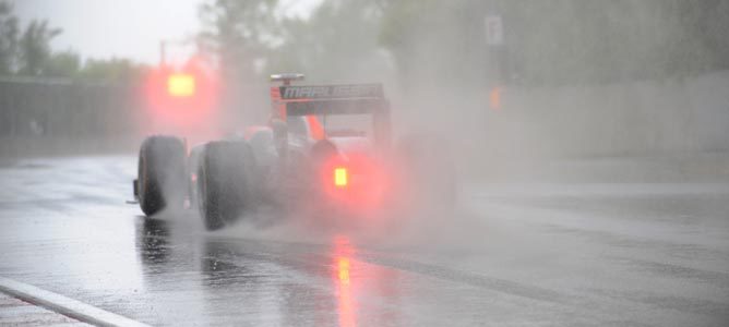 Un Virgin bajo la lluvia en el GP de Canadá 2011