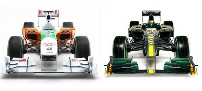 Monoplazas de Force India y Lotus Racing en 2010