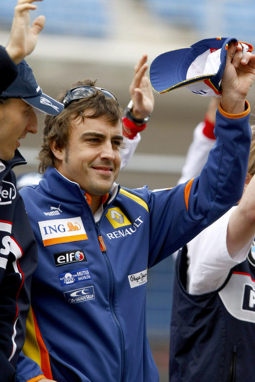 Alonso en el 'drivers parade'