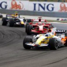 Alonso, Raikkonen y Webber