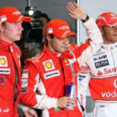 Massa, Hamilton y Raikkonen