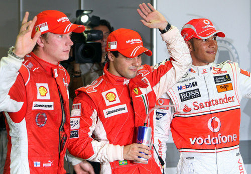 Massa, Hamilton y Raikkonen