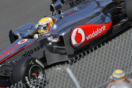 Hamilton en pista en el GP de Canadá 2011