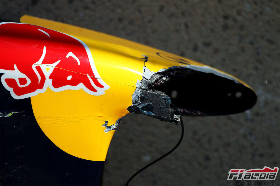 Morro roto del monoplaza de Sebastian Vettel en el GP de Canadá 2011