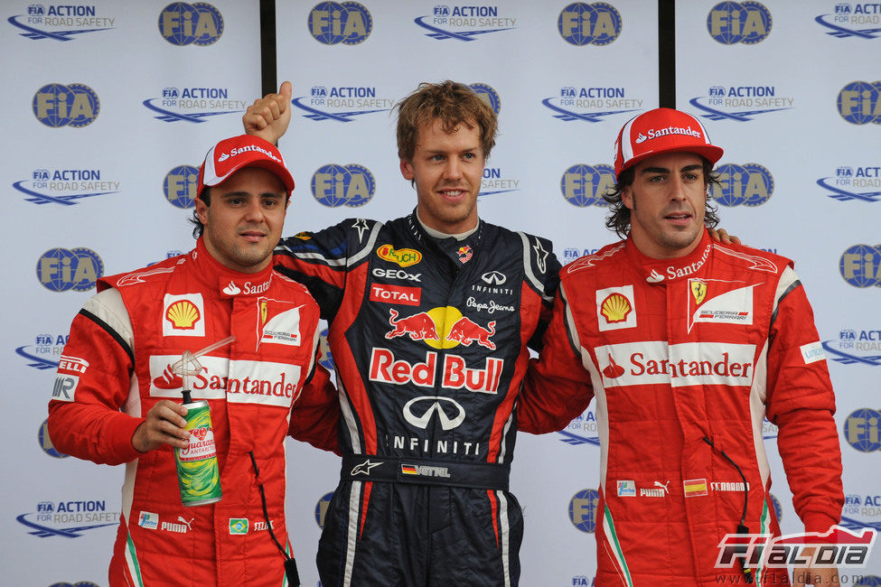 Vettel en la 'pole' con Alonso y Massa justo detrás en el GP de Canadá 2011
