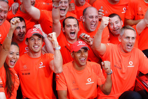 Michibata, Button, Hamilton y Whitmarsh celebran la victoria en Montreal