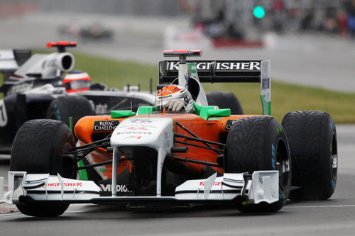 Adrian Sutil monta neumáticos intermedios en Montreal