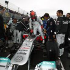 Michael Schumacher en la parrilla del GP de Canadá 2011