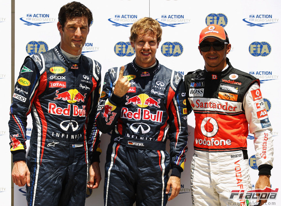 Vettel, Webber y Hamilton son los más rápidos en la clasificación de Valencia
