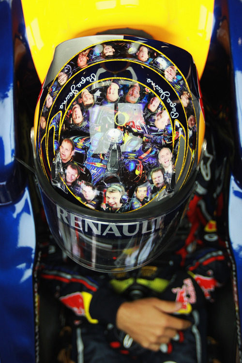 El casco de Sebastian Vettel para el GP de Gran Bretaña 2011