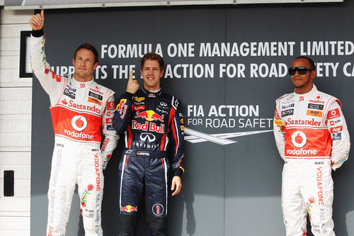 Los tres primeros de la clasificación del GP de Hungría 2011