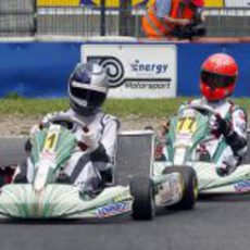 Vettel y Schumacher en la pista de karts