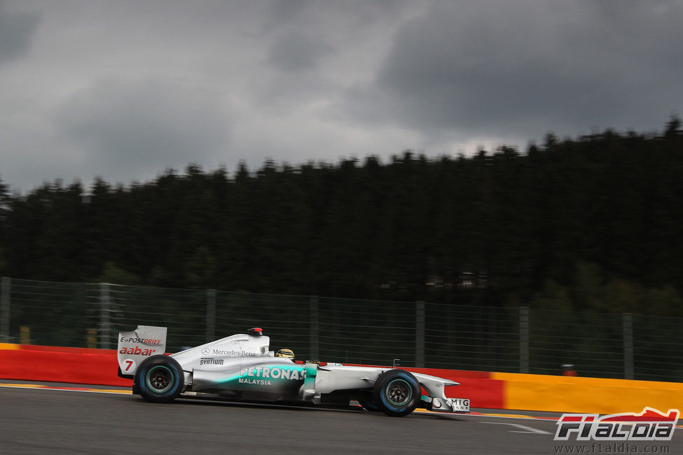 Michael Schumacher en los libres del GP de Bélgica 2011