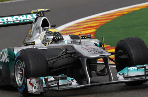 Nico Rosberg en la sesión de clasificación del GP de Bélgica 2011