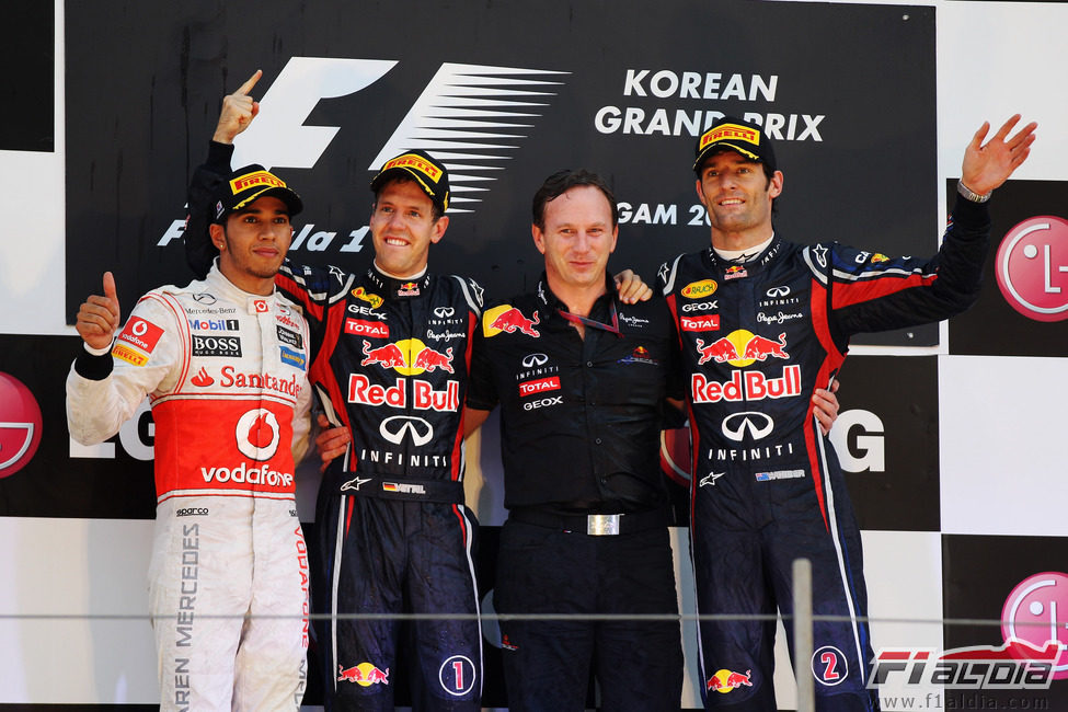 Vettel 1º, Hamilton 2º y Webber 3º en el GP de Corea 2011
