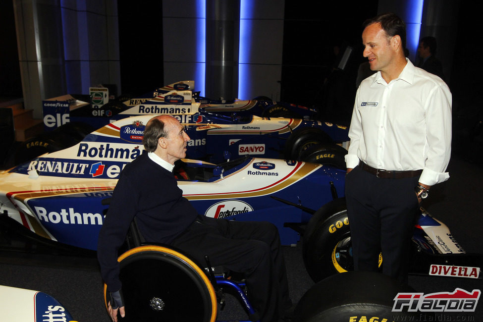 Frank Williams y Rubens Barrichello junto a los Williams-Renault