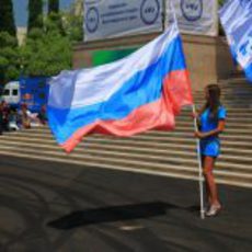 La bandera rusa ondea en Sochi