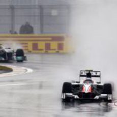 Daniel Ricciardo en la lluviosa jornada del viernes en Corea