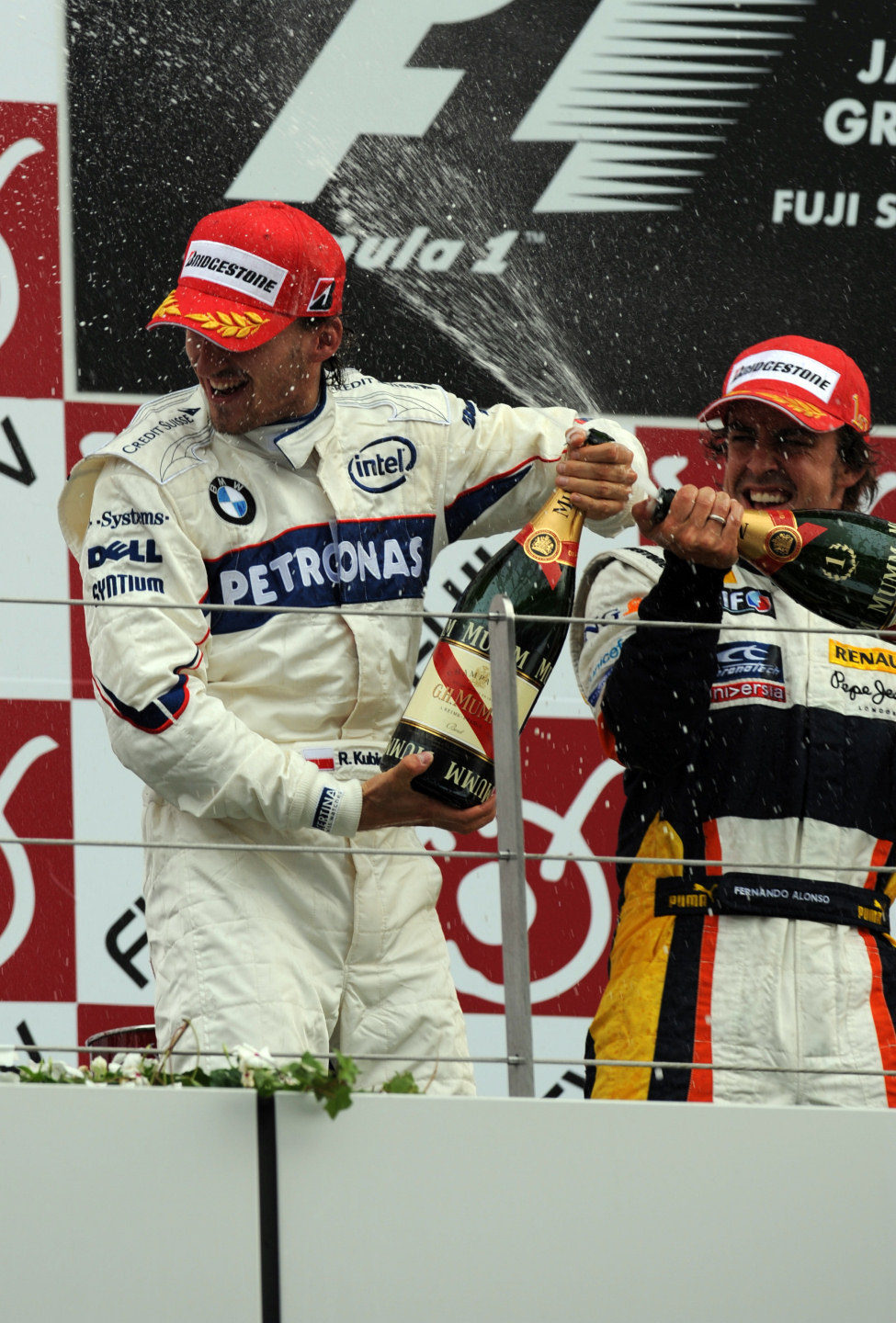 Alonso y Kubica en el podio