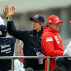 Vettel, Raikkonen y Trulli