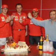 Raikkonen, Domenicali, Massa y Todt