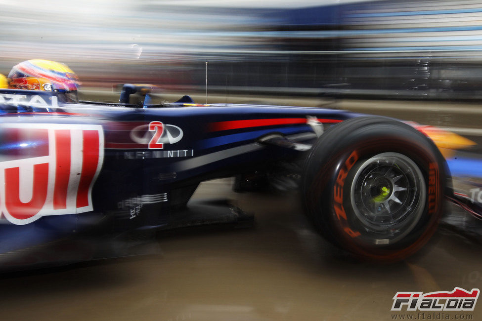 Mark Webber sale a pista en la jornada del viernes en Corea 2011