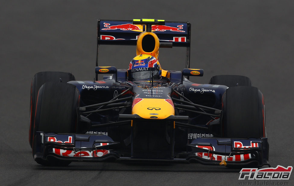 Mark Webber con neumáticos superblandos en la clasificación del GP de Corea 2011