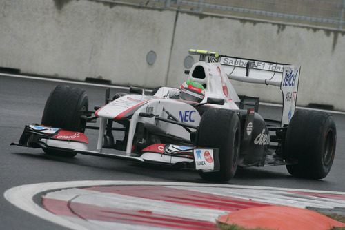 Sergio Pérez con neumáticos intermedios en el GP de Corea 2011