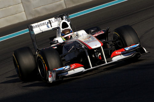 El Sauber llevado por Esteban Gutiérrez en Abu Dabi