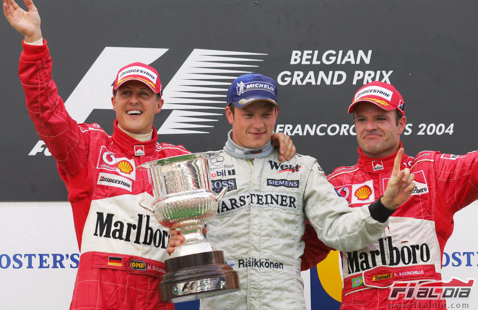 Victoria de Kimi Räikkönen en el GP de Bélgica 2004