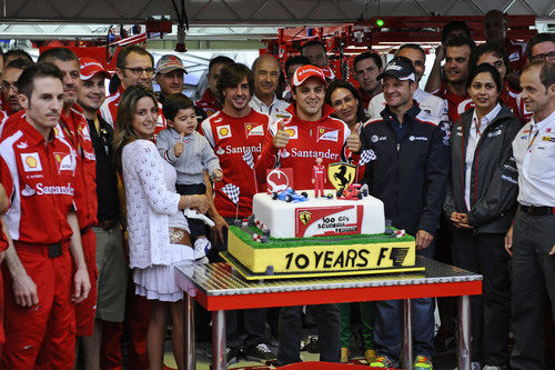 Felipe Massa cumple 100 GP junto al equipo Ferrari