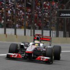 Lewis Hamilton en la clasificación del GP de Brasil 2011