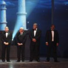 Jean Todt, Bernie Ecclestone, Vijay Mallya y Vicky Chandhok en la Gala de la FIA 2011