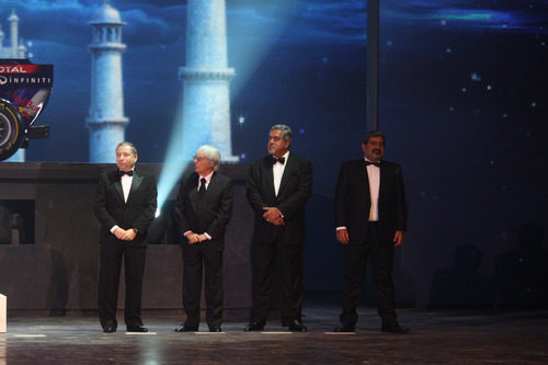 Jean Todt, Bernie Ecclestone, Vijay Mallya y Vicky Chandhok en la Gala de la FIA 2011