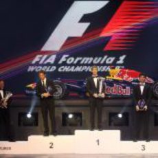 El podio de la Fórmula 1 2011 en la Gala de la FIA