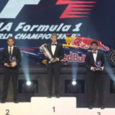 Vettel, Button y Webber en el podio de F1 en la Gala de la FIA 2011