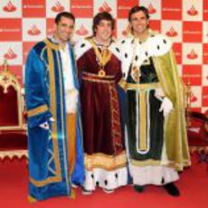 Los tres Reyes Magos: Marc Gené, Fernando Alonso y Pedro de la Rosa