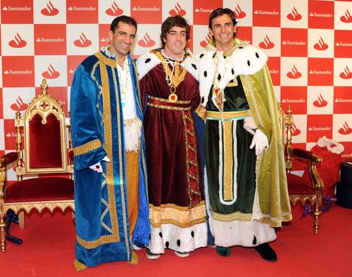 Los tres Reyes Magos: Marc Gené, Fernando Alonso y Pedro de la Rosa