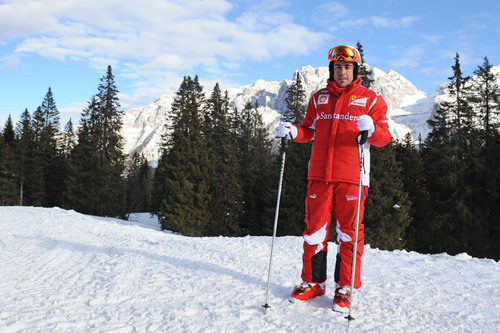 Fernando Alonso, listo para esquiar en Madonna di Campiglio