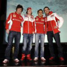 Fernando Alonso, Nicky Hayden, Felipe Massa y Valentino Rossi en el 'Wrooom 2012'