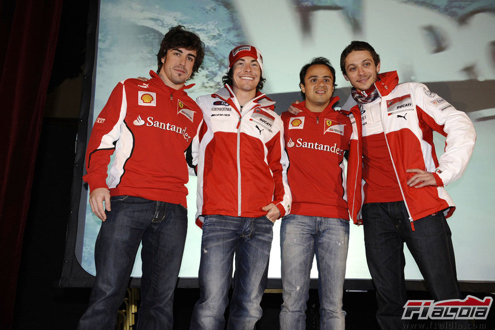 Alonso, Hayden, Massa y Rossi en el 'Wrooom 2012'