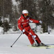 Felipe Massa esquiando en el 'Wrooom 2012'