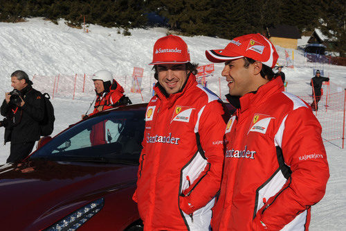 Fernando Alonso y Felipe Massa en un acto en Madonna di Campiglio