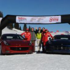 Alonso, Massa, Montezemolo y Domenicali listos para el reto con los Ferrari FF