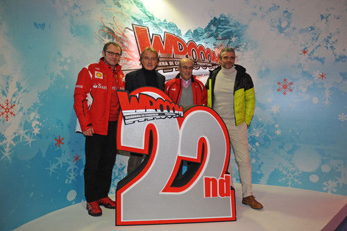 Stefano Domenicali, Luca di Montezemolo, Carmelo Ezpeleta y Maurizio Arrivabene en el 'Wrooom 2012'