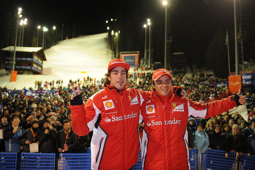 Alonso y Massa abrazados en Madonna di Campiglio