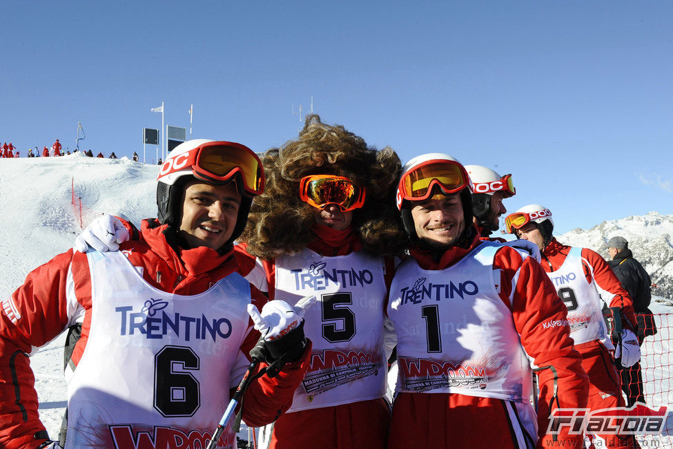 Felipe Massa, Fernando Alonso y Giancarlo Fisichella en el 'Wrooom 2012'