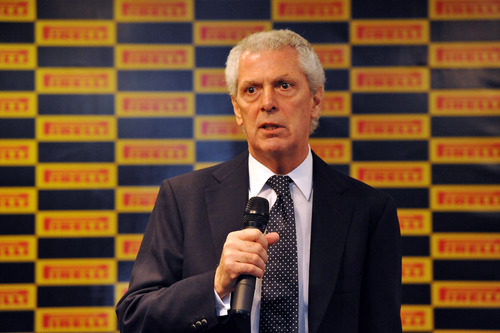 Marco Tronchetti en la rueda de prensa de Pirelli