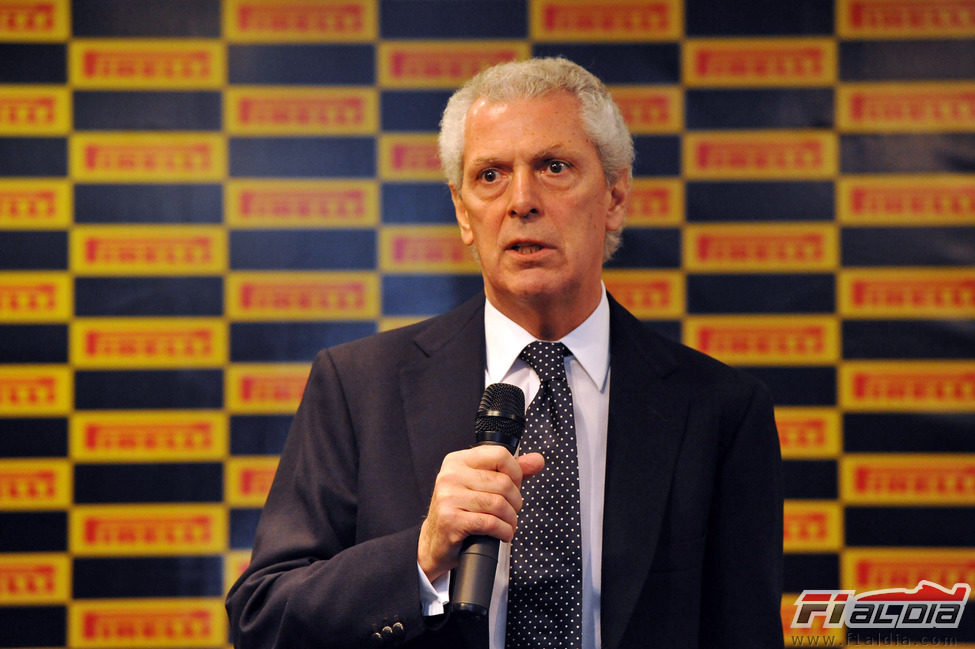 Marco Tronchetti en la rueda de prensa de Pirelli