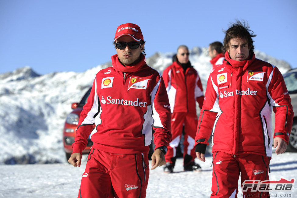 Felipe Massa y Fernando Alonso en el último día del 'Wrooom' 2012
